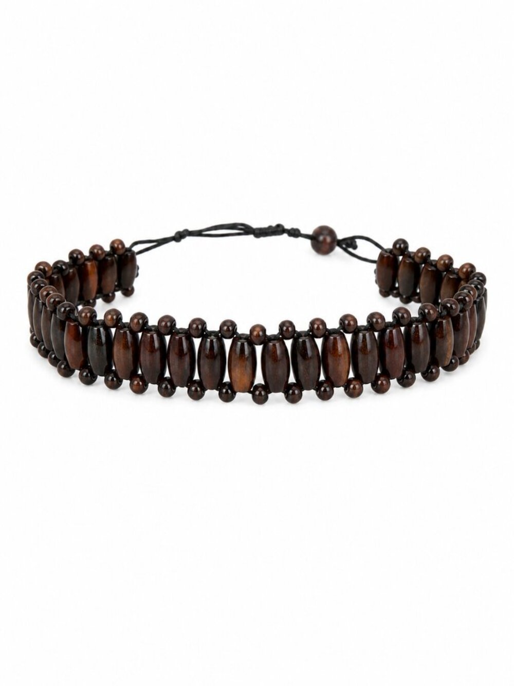 Unisex Handmade Wooden Bead Bracelet Adjustable Brown Boho Men Women African